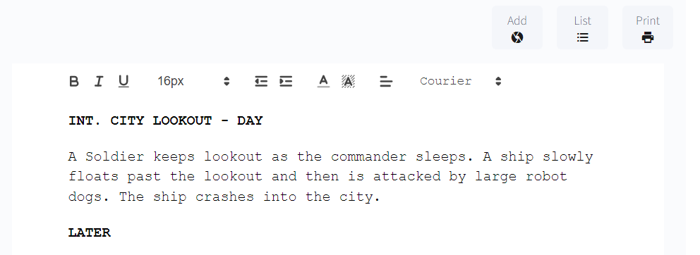 screenwriting formatting subheaders