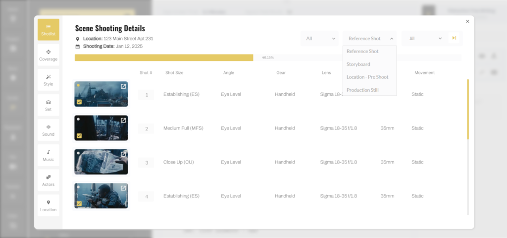 shot list software