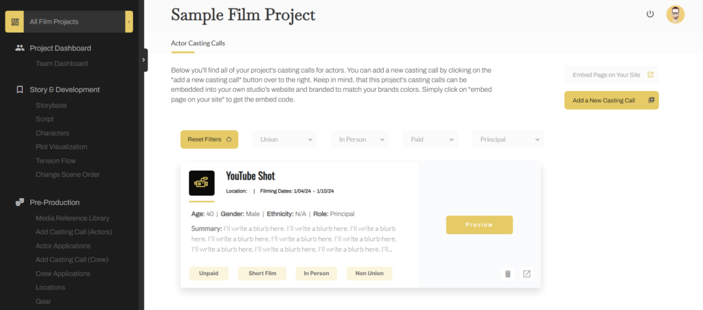 casting call software