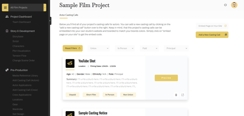 film audition software
