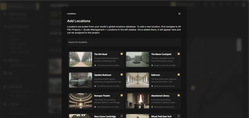 film location management tool